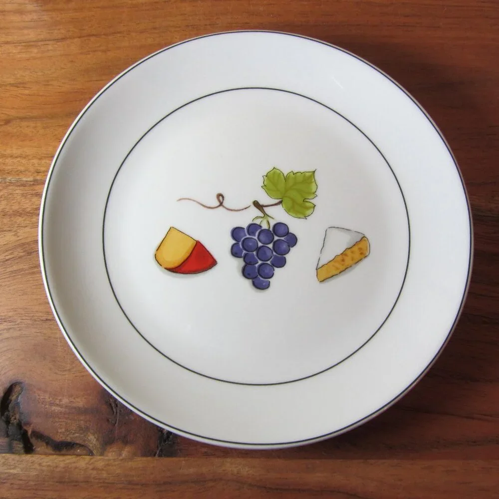 3 for $24 - crate & barrel nancy green fruit fromage plate grapes (W3973)